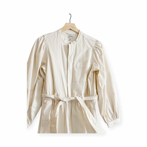 New with tag, J.Crew Puff-sleeve chino jumpsuit, Ivory, Size 2 - Picture 5 of 16